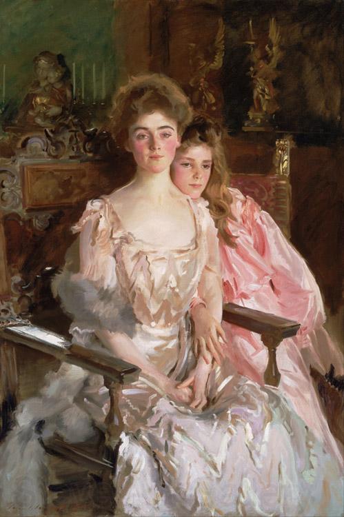 John Singer Sargent Mrs Fiske Warren (Gretchen Osgood) and Her Daughter Rachel (mk18) Norge oil painting art